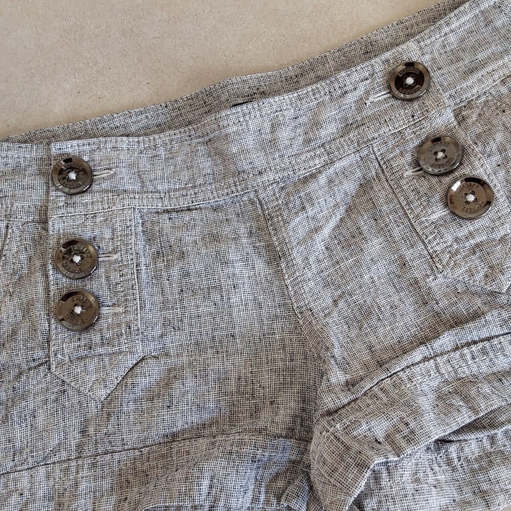 Express Shorts Womens 00 Black & White Linen, Button Front Shorties Beach Casual - Picture 7 of 11
